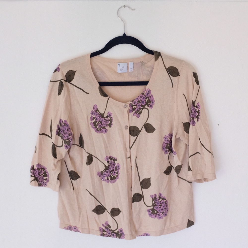 J.Jill classy floral print cardigan